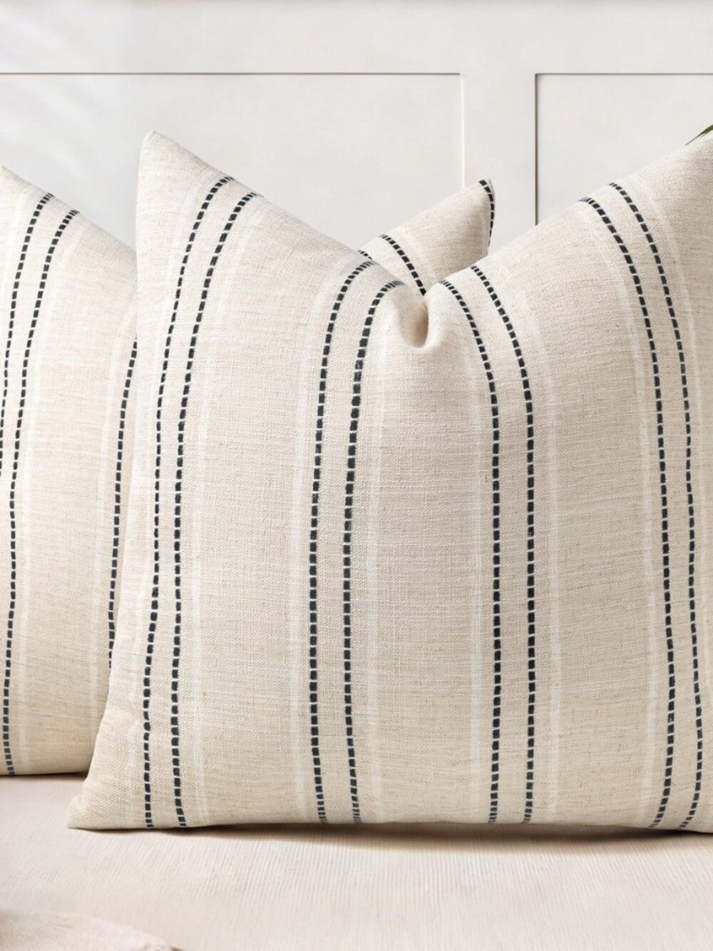 18x18 Decorative Farmhouse Linen Blend Throw Pillow Covers, Boho Textured Pillow